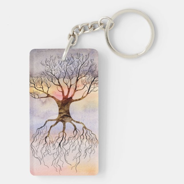 Tree Against The Sky Key Ring (Back)