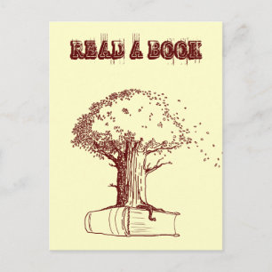 Tree and a book postcard