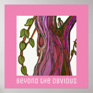 Tree and Bird Quote Purple and Green on White Poster