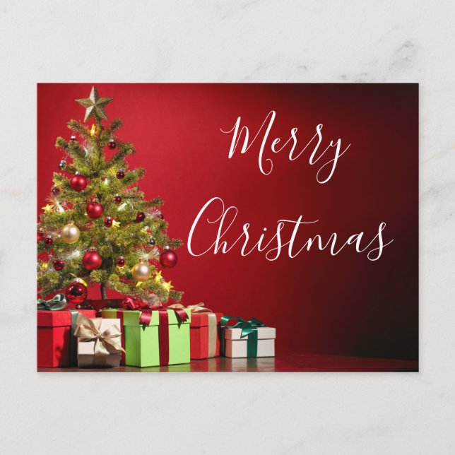 Tree and Gifts Christmas Postcard (Front)