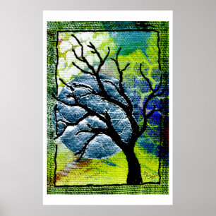 Tree and Moon Fibre Art Poster