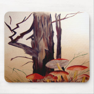 Tree and Mushrooms Mouse Pad