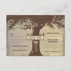 tree and string lights wedding RSVP cards