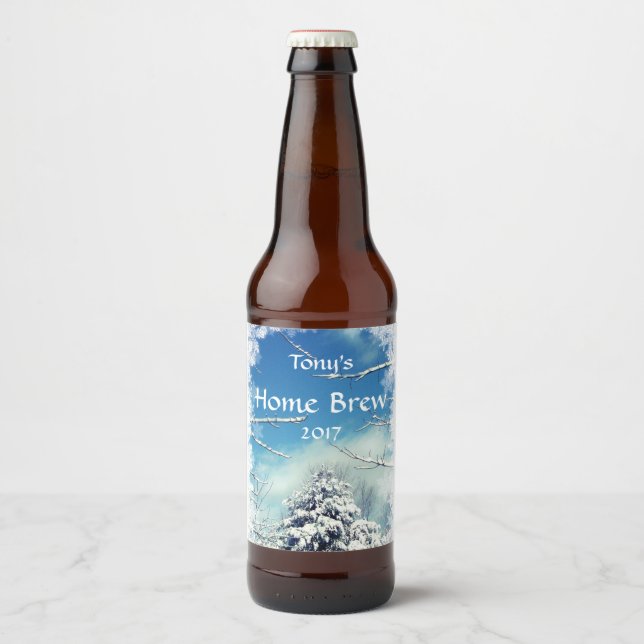 Tree and White Snow Christmas Beer Label (Front)