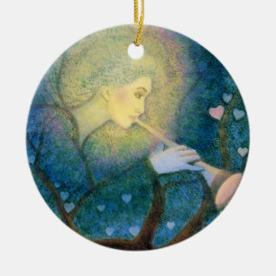 Tree Angel Musical Hearts Love Christmas Ornamnet Ceramic Ornament