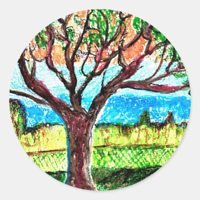 Tree Art Classic Round Sticker (Front)