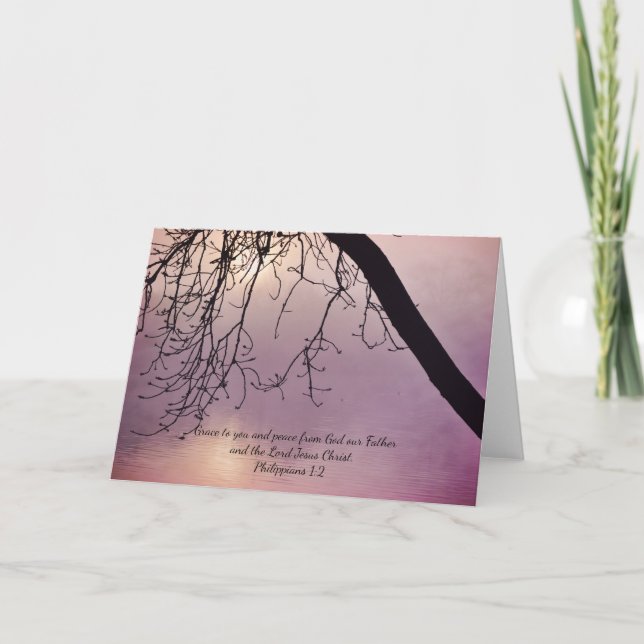 Tree Art Grace Bible Faith Card Philippians 1:2 (Front)
