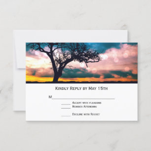 Tree at Sunset Wedding RSVP Cards