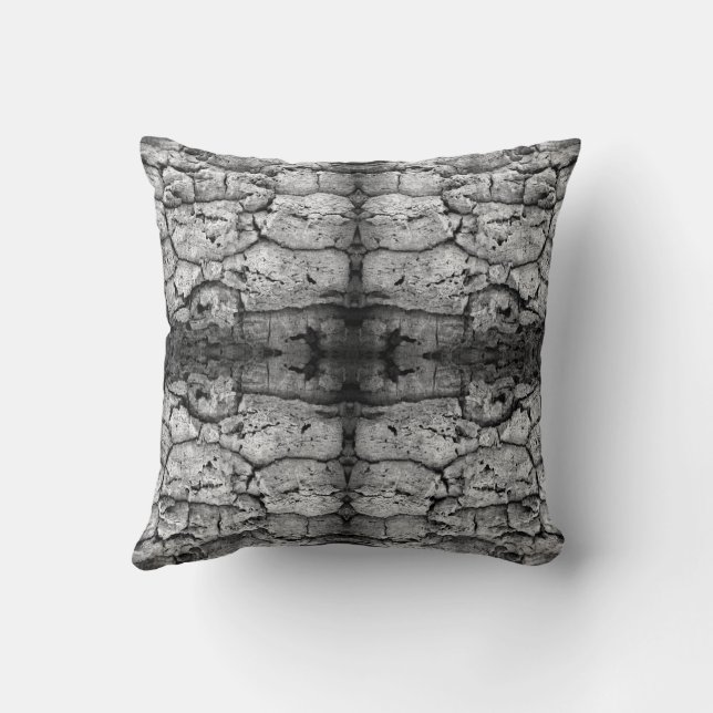 Tree Bark Black And White Photo Closeup Pattern Cushion (Back)