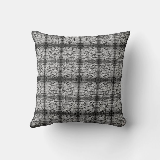 Tree Bark Black And White Photo Closeup Pattern Cushion (Back)