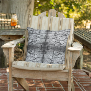 Tree Bark Black And White Photo Closeup Pattern Ou Cushion
