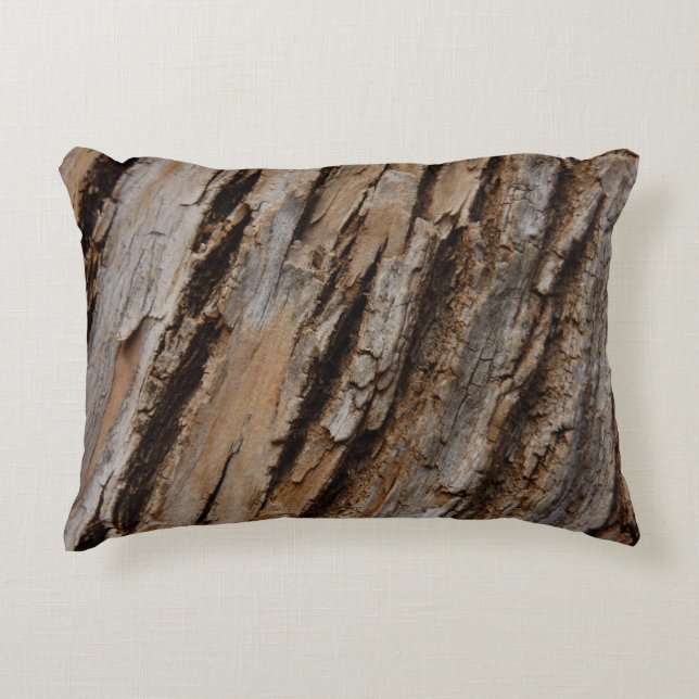 Tree Bark I Natural Abstract Textured Design Decorative Cushion (Front)