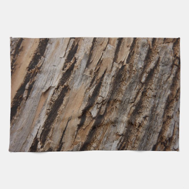 Tree Bark I Natural Abstract Textured Design Tea Towel (Horizontal)