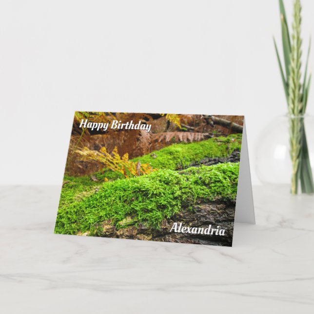 Tree Bark in Autumn Moss - Custom Birthday Card (Front)