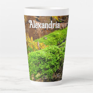 Tree Bark in Autumn Moss - Large Personalised Latte Mug