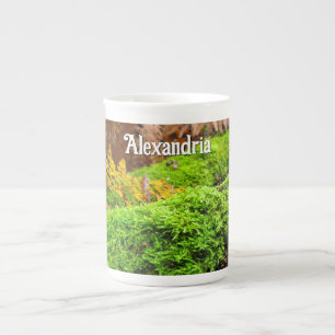 Tree Bark in Autumn Moss - Personalised Bone China Mug