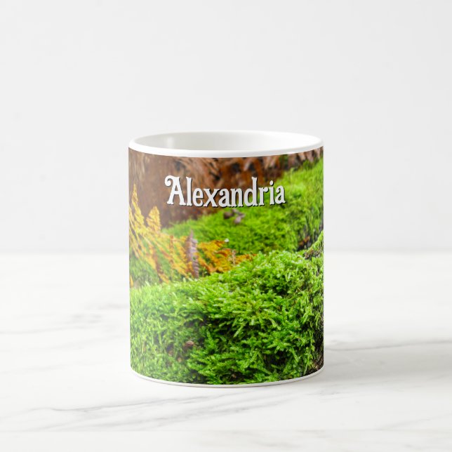 Tree Bark in Autumn Moss - Personalized Coffee Mug (Center)