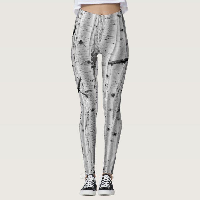 Tree Bark Pattern - Quaking Aspen Leggings (Front)