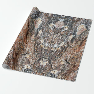 Tree Bark Photo Rustic Brown and Black Nature Wrapping Paper