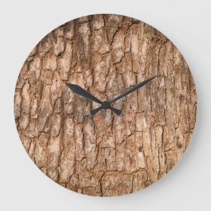 Tree bark texture, natural wood background. large clock