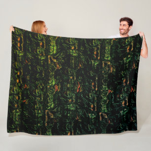 Tree bark under green hammered glass fleece blanket