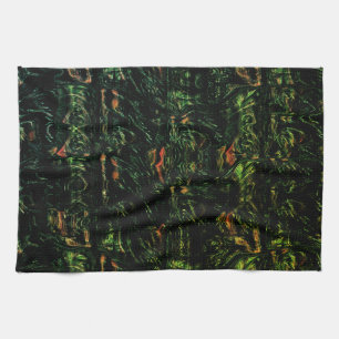 Tree bark under green hammered glass tea towel