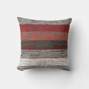 Tree bark wood striped gray red cushion