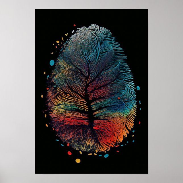 Tree/ bird feather/ fingerprint poster (Front)