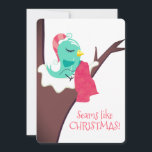 Tree bird sewing needle thread Christmas card<br><div class="desc">Super cute bird sitting in a tree,  wearing a winter hat,  with needle and thread,  sewing fabric on this "handmade with love" seamstress Christmas card for gifting your list with hand crafted wearables and gifts.</div>