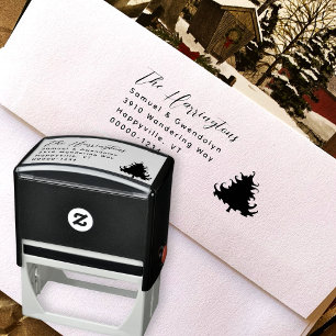Tree Black and White Return Address Self-inking Stamp