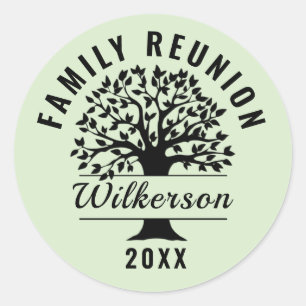 Tree Black Silhouette Family Reunion Genealogy Classic Round Sticker