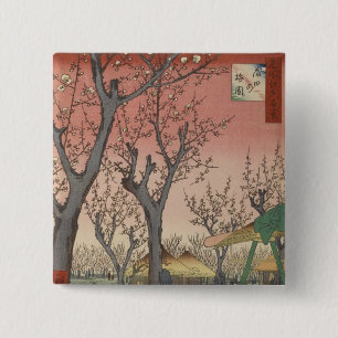 Tree Blossoms Plum Garden Japanese 15 Cm Square Badge