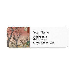 Tree Blossoms Plum Garden Japanese Woodblock Return Address Label