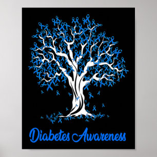 Tree Blue Ribbon Diabetes Awareness  Poster