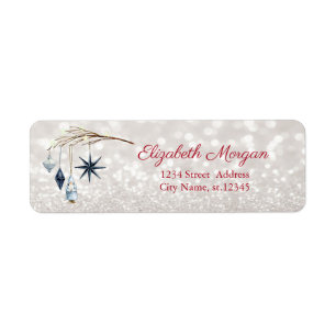 Tree Branch Decoration Glittery Bokeh Return Address Label
