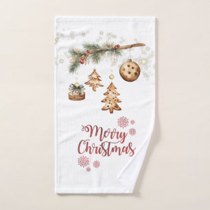 Tree Branch,Ornaments,Stars Christmas  Bath Towel Set