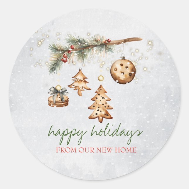 Tree Branch,Ornaments,Stars Holiday  Classic Round Sticker (Front)