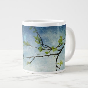 Tree Branch Over Textured Sky Large Coffee Mug