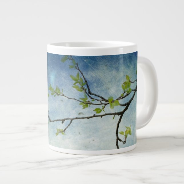 Tree Branch Over Textured Sky Large Coffee Mug (Front Right)