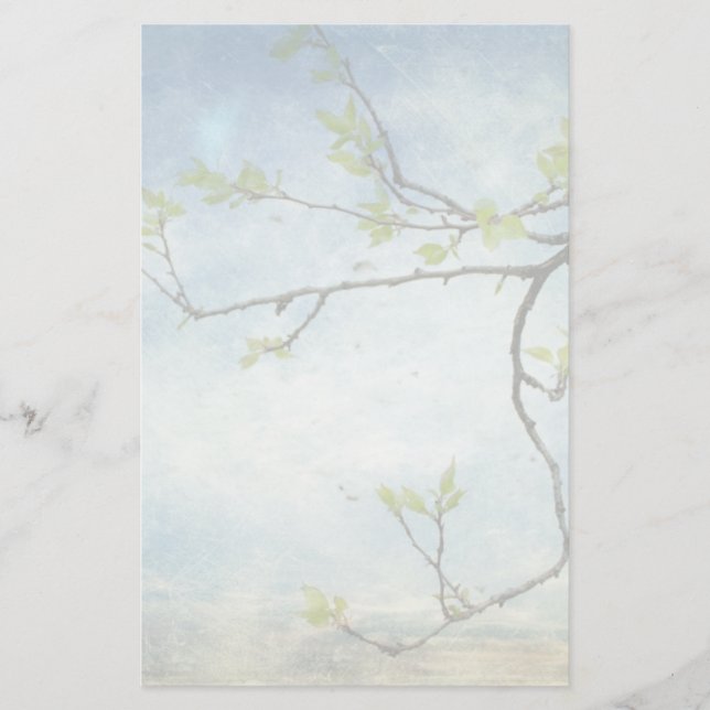 Tree Branch Over Textured Sky Stationery (Front)