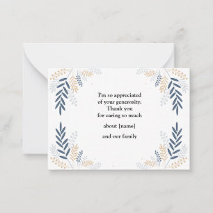 Tree Branch With Leaf After Funeral Thank You Card