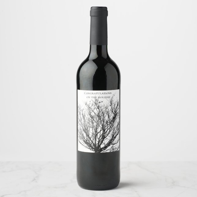 Tree Branches, Black and White on Wine Label (Front)