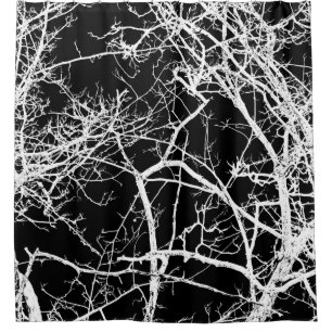Tree Branches - Black Logic Shower Curtain