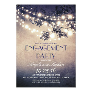 tree branches & string lights engagement party 13 cm x 18 cm invitation card