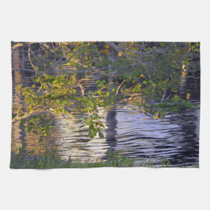 Tree Branches, Sunlight, Reflection Tea Towel
