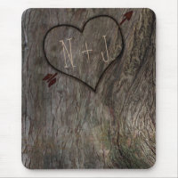 Tree + Carved Heart Rustic Country Mouse Pad
