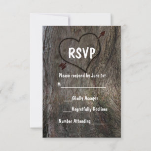 Tree + Carved Heart Rustic Wedding RSVP Card