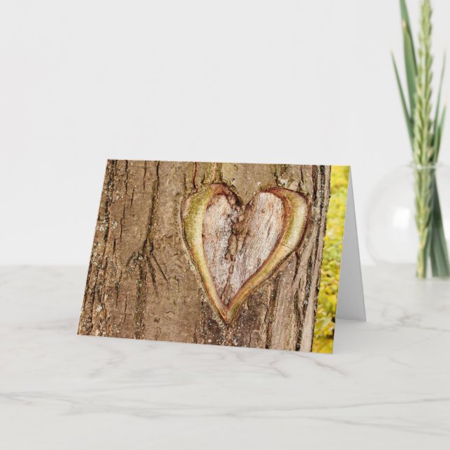 Tree Carved Heart Valentines Day Card (Front)