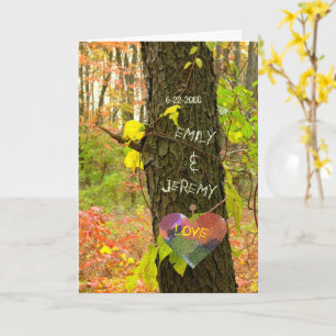 TREE "CARVED" WITH YOUR OWN NAMES/ANNIVERSARY CARD