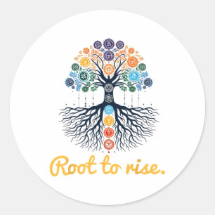 Tree Chakras ~ Root To Rise ~ Zen Yoga Chakra Medi Classic Round Sticker
